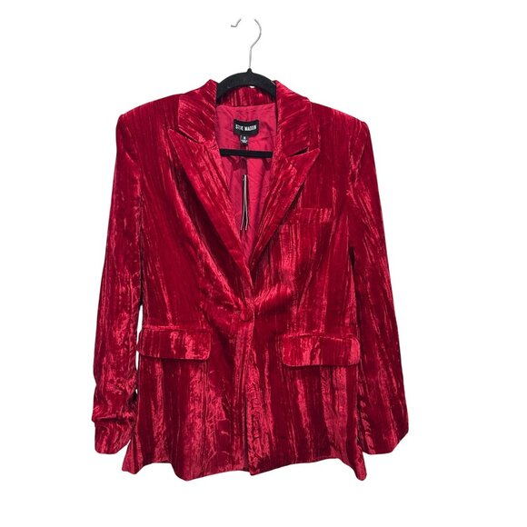 Steve Madden Imaan Crushed Velvet Boyfriend Blazer SMALL - Picture 2 of 10
